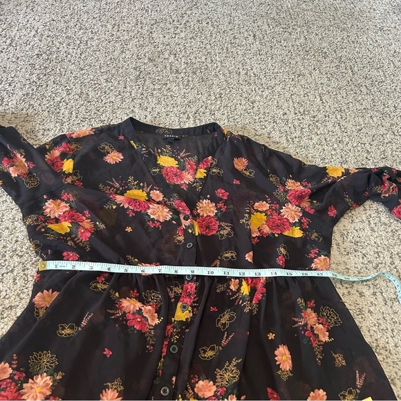 Torrid Black & Red Floral Lexie Chiffon Hi-Lo Babydoll Sheer Tunic Top Size 10 - Picture 11 of 14
